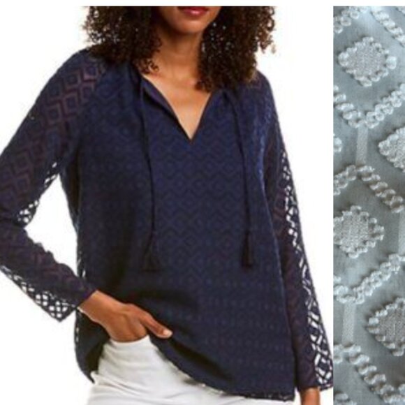 Sail To Sable allover diamond jacquard texture top szL - Picture 1 of 11